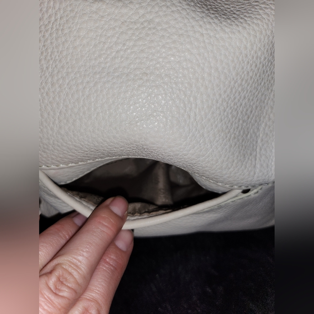 Michael Kors Cream Leather Shoulder Hobo with Front Buckle Pocket - Picture 3 of 12